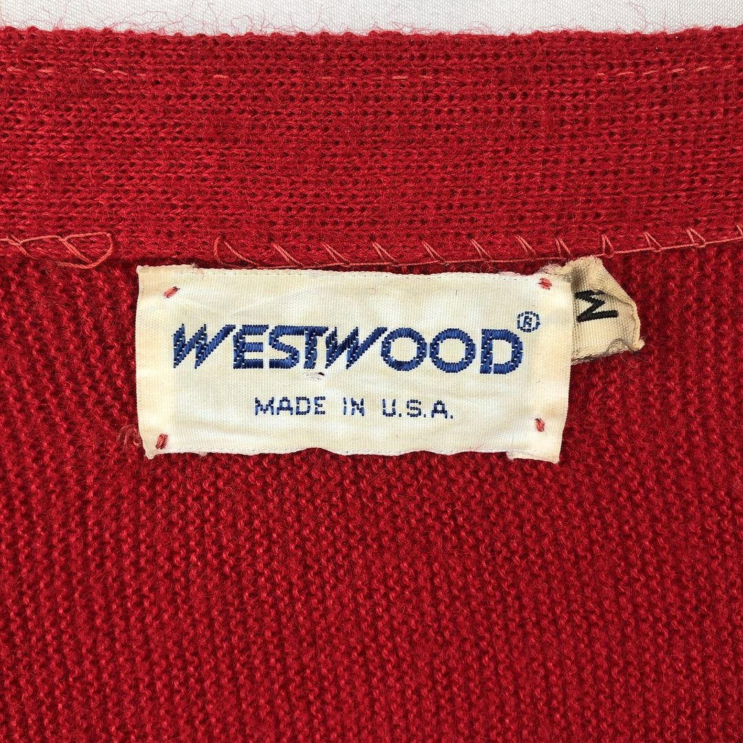 1960'S Westwood knit cardigan, made in USA, men's size M equivalent, vintage. unclear red type Vintage Second Hand