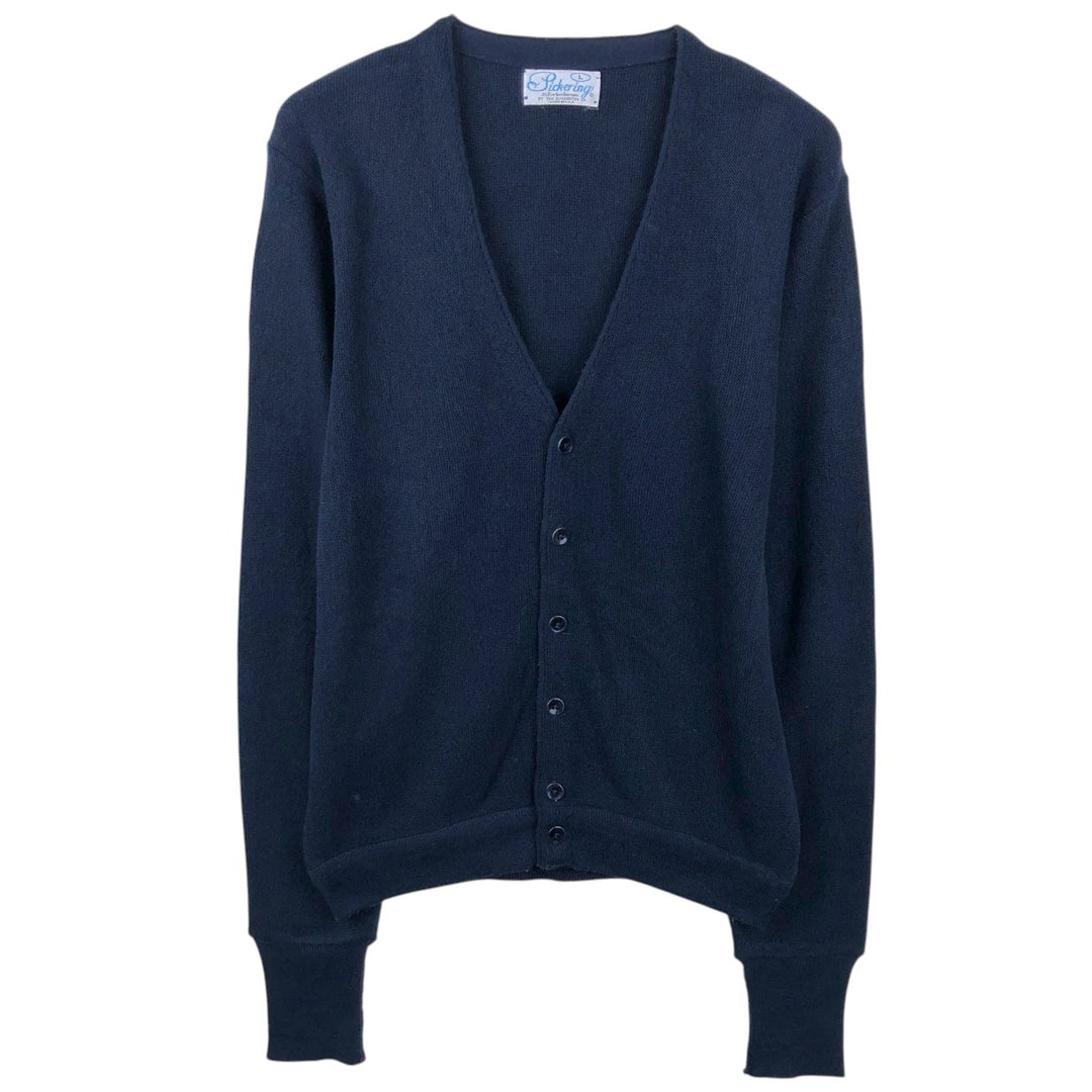 90'S PICKERING Acrylic Knit Cardigan, Made in USA, Men's Size L (approx.), Long Sleeve, Vintage acrylic navy blue type Vintage Second Hand