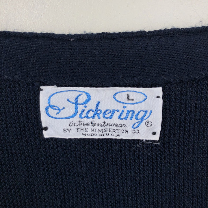 90'S PICKERING Acrylic Knit Cardigan, Made in USA, Men's Size L (approx.), Long Sleeve, Vintage acrylic navy blue type Vintage Second Hand