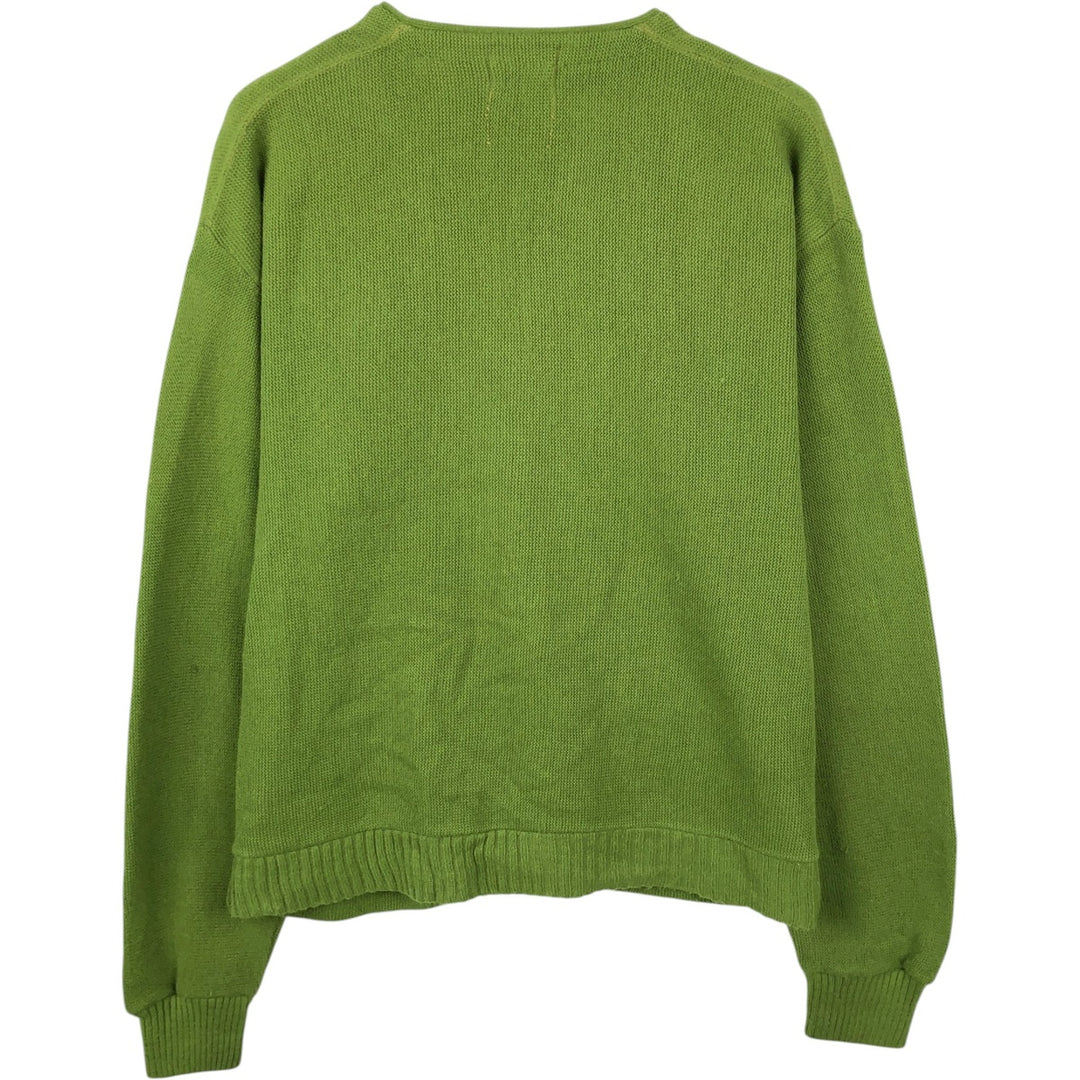 1970'S UNKNOWN Acrylic Knit Cardigan, Men's Size XL (Equivalent), Vintage acrylic green type yellow green Vintage Second Hand