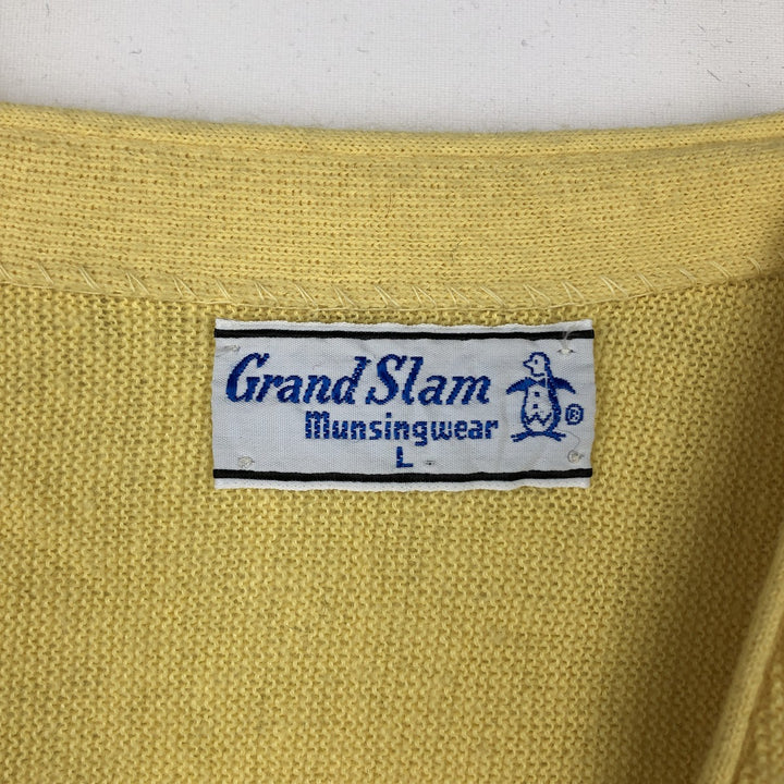 70s-80'S Grand Slam knit cardigan, men's size L equivalent, vintage. unclear yellow type Vintage Second Hand
