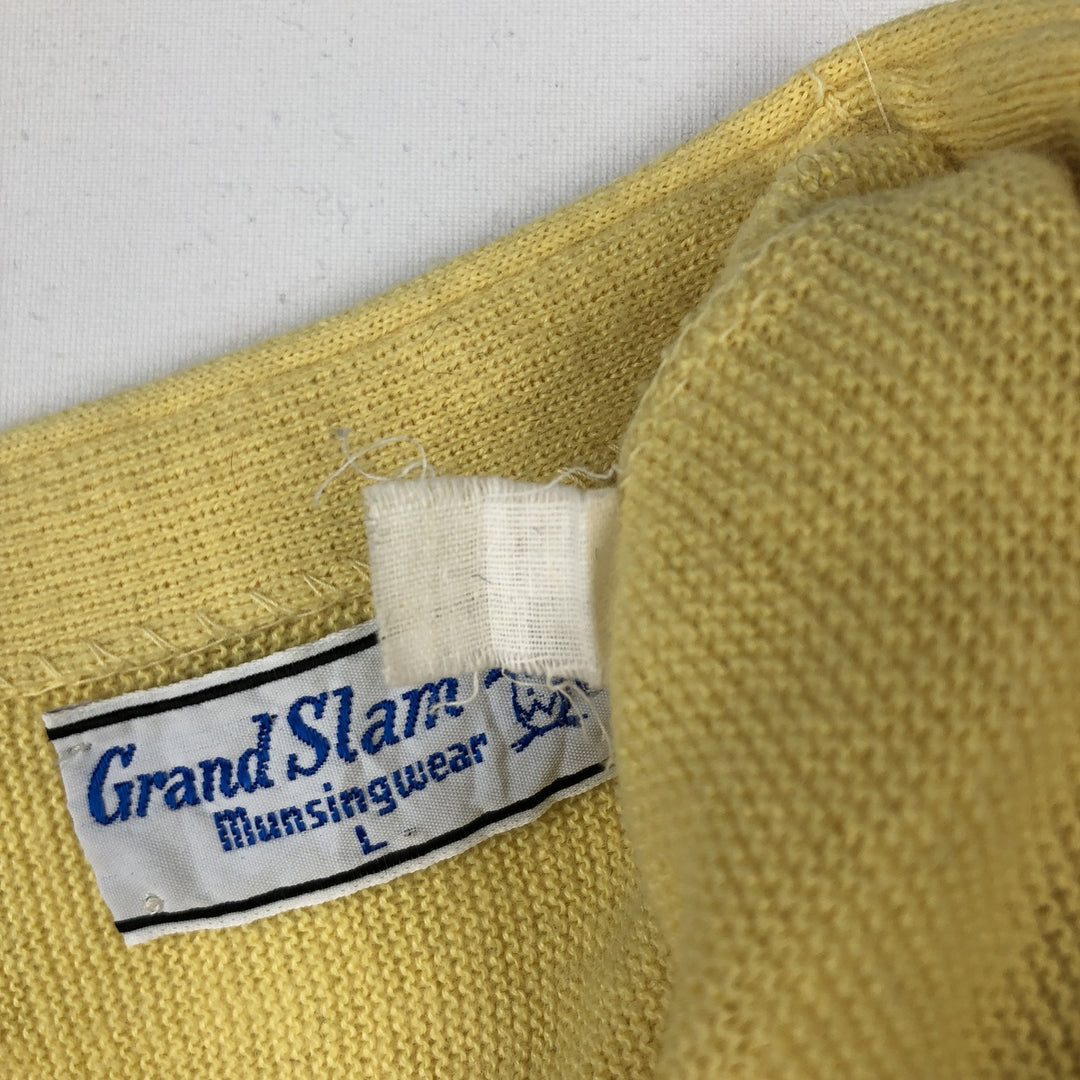 70s-80'S Grand Slam knit cardigan, men's size L equivalent, vintage. unclear yellow type Vintage Second Hand