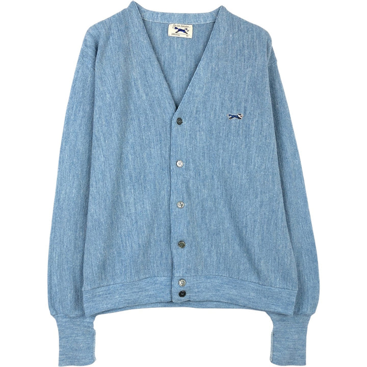 70s-80'S JCPenney THE FOX Sweater Knit Cardigan, Men's Size XL (approx.), Vintage unclear Blue type light blue Vintage Second Hand