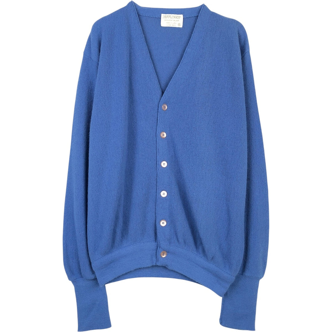 1970'S LORD JEFF JEFFLINKS Acrylic Knit Cardigan, Made in USA, Men's XL equivalent, Vintage Oron Acrylic blue type Vintage Second Hand