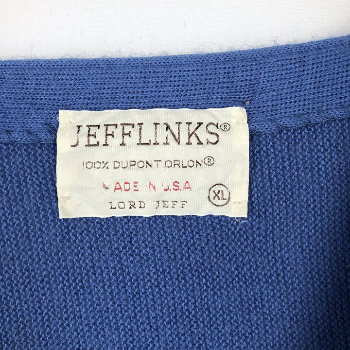 1970'S LORD JEFF JEFFLINKS Acrylic Knit Cardigan, Made in USA, Men's XL equivalent, Vintage Oron Acrylic blue type Vintage Second Hand