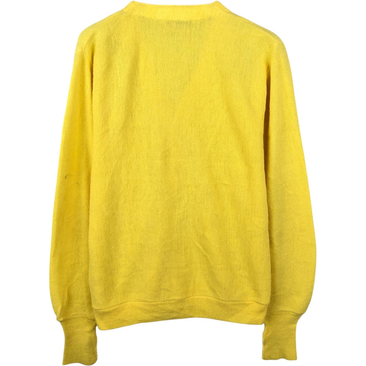 1960s-1970'S IZOD of London Acrylic Knit Cardigan, Made in USA, Men's Size M (approx.), Vintage acrylic yellow type Vintage Second Hand