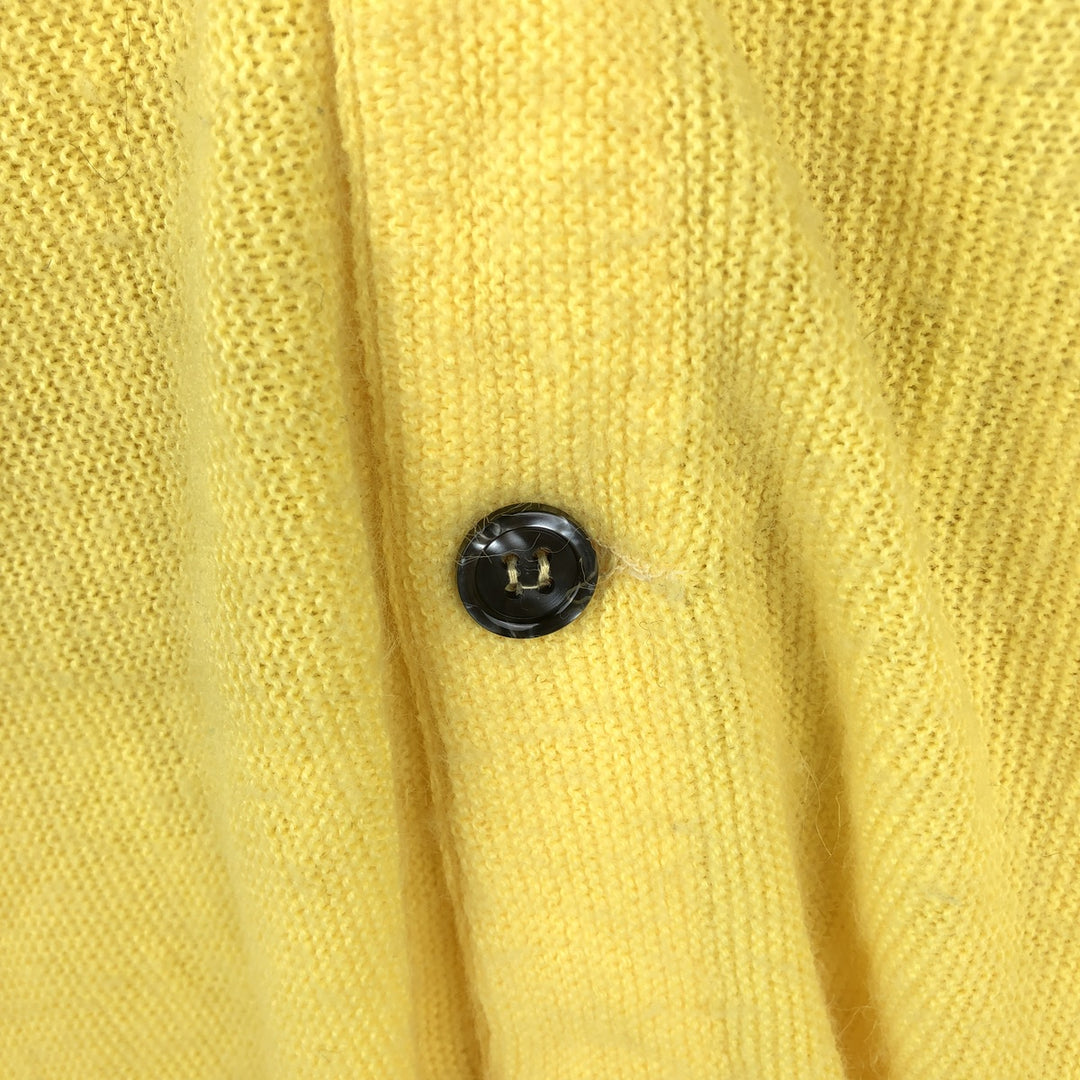 1960s-1970'S IZOD of London Acrylic Knit Cardigan, Made in USA, Men's Size M (approx.), Vintage acrylic yellow type Vintage Second Hand