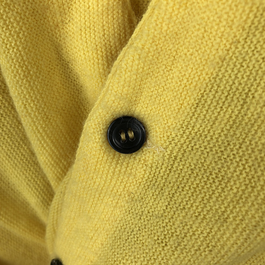 1960s-1970'S IZOD of London Acrylic Knit Cardigan, Made in USA, Men's Size M (approx.), Vintage acrylic yellow type Vintage Second Hand