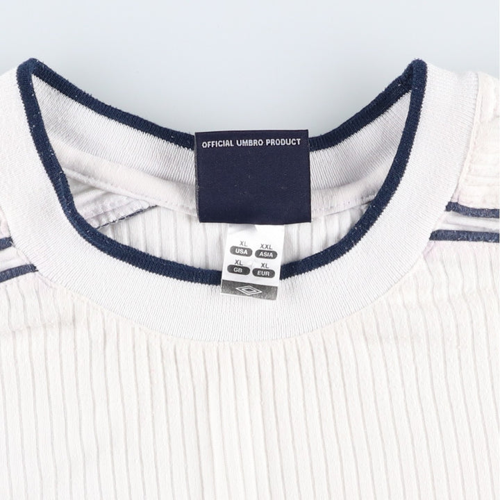 ~2000'S Umbro Rib-Knit Logo T-Shirt, Men's Size XL polyester white type Vintage Second Hand