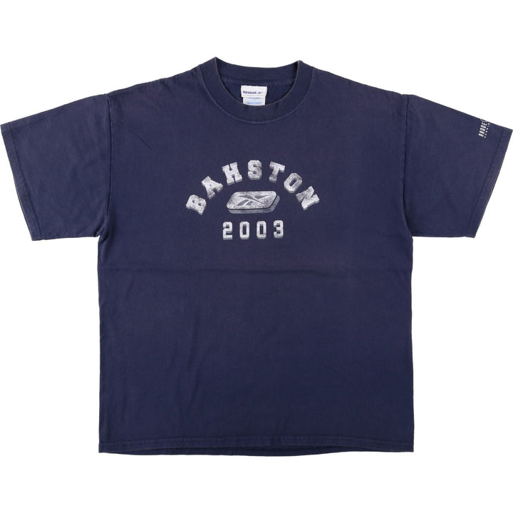 2000'S Reebok sports print T-shirt, men's size L (approx.) cotton navy blue type Vintage Second Hand