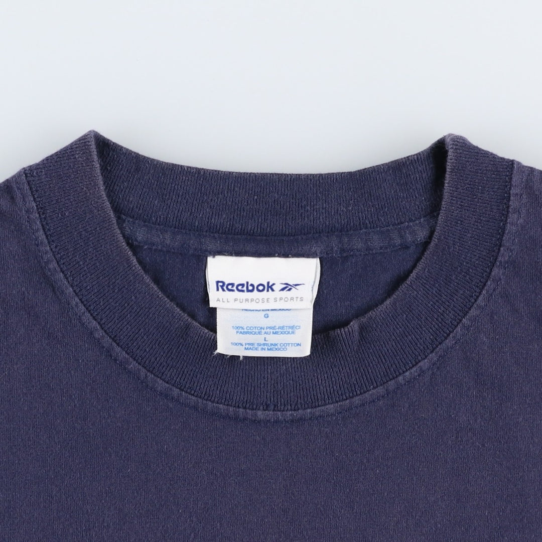 2000'S Reebok sports print T-shirt, men's size L (approx.) cotton navy blue type Vintage Second Hand