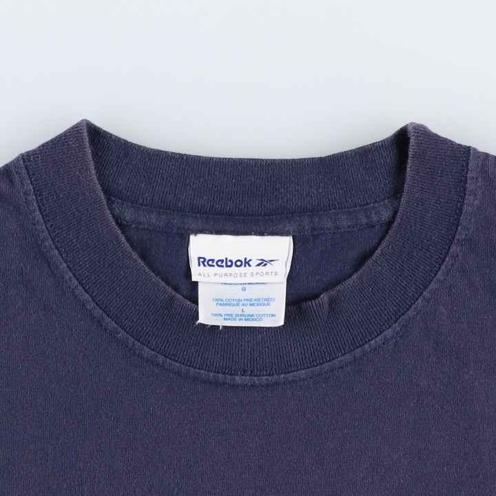 2000'S Reebok sports print T-shirt, men's size L (approx.) cotton navy blue type Vintage Second Hand