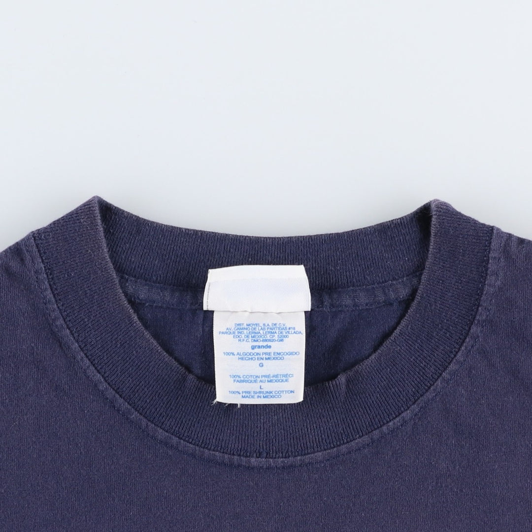 2000'S Reebok sports print T-shirt, men's size L (approx.) cotton navy blue type Vintage Second Hand