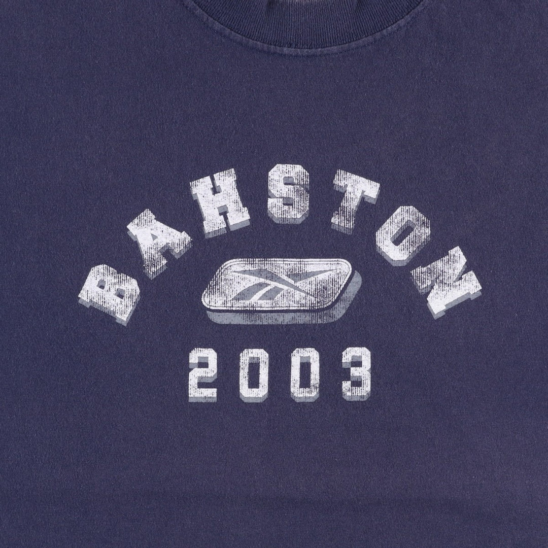 2000'S Reebok sports print T-shirt, men's size L (approx.) cotton navy blue type Vintage Second Hand