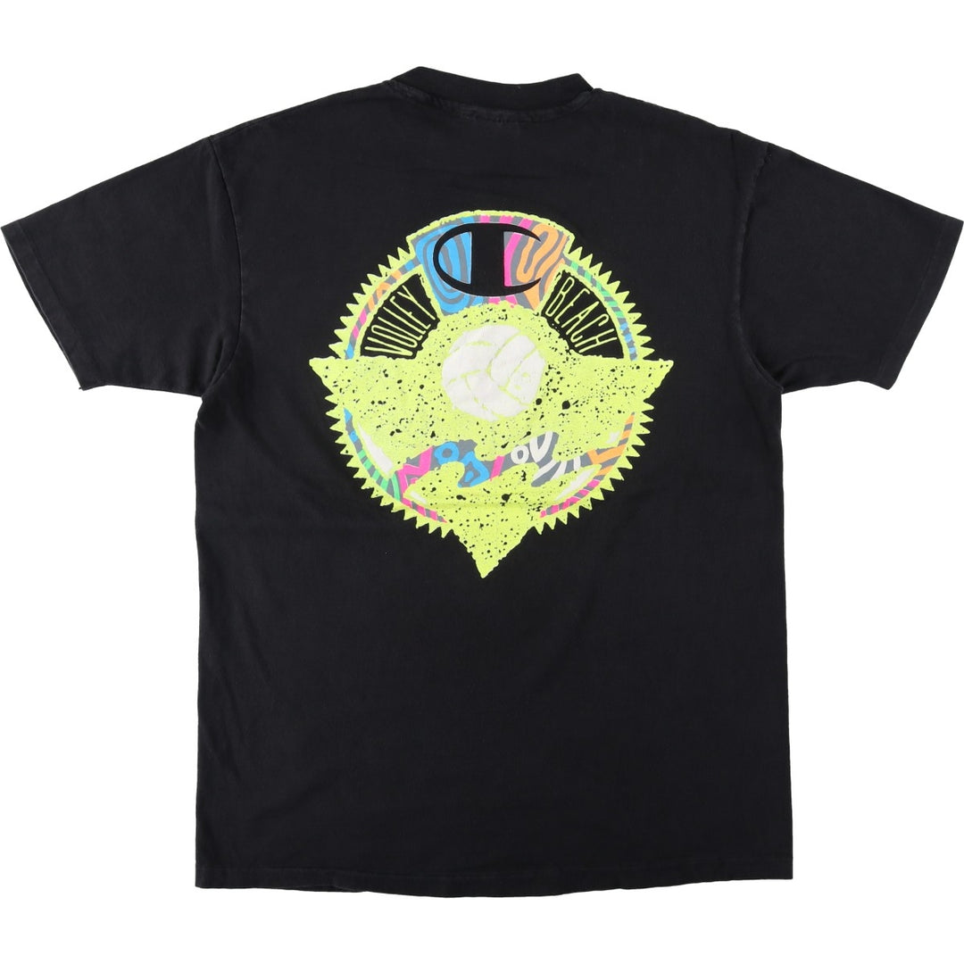 Champion sports print t-shirt, made in the USA, men's size XL. cotton black type Vintage Second Hand