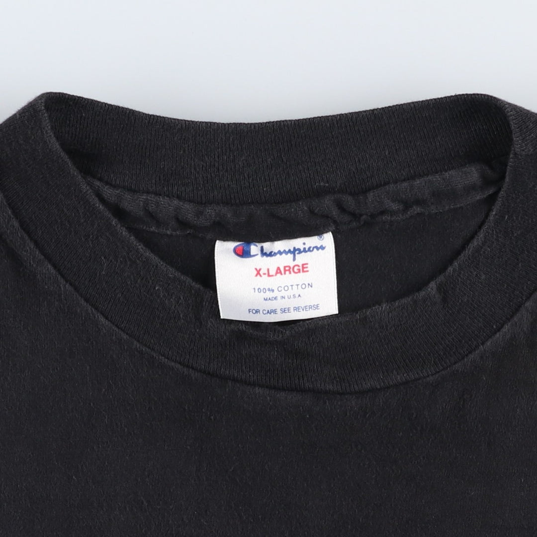 Champion sports print t-shirt, made in the USA, men's size XL. cotton black type Vintage Second Hand