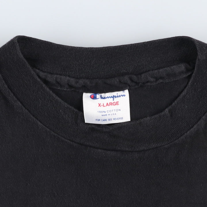 Champion sports print t-shirt, made in the USA, men's size XL. cotton black type Vintage Second Hand