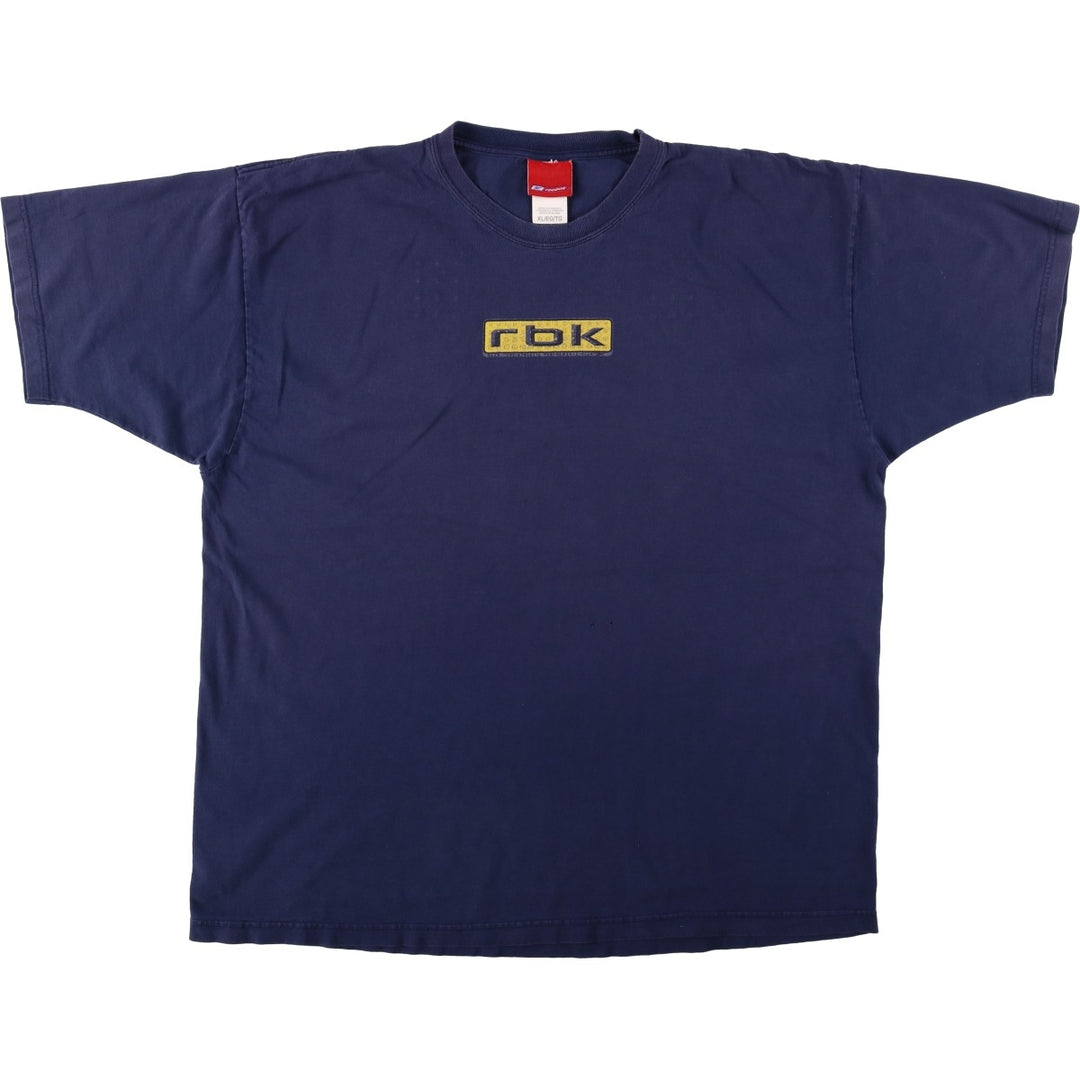 2000'S Reebok sports print T-shirt, men's size XL (approx.) cotton navy blue type Vintage Second Hand