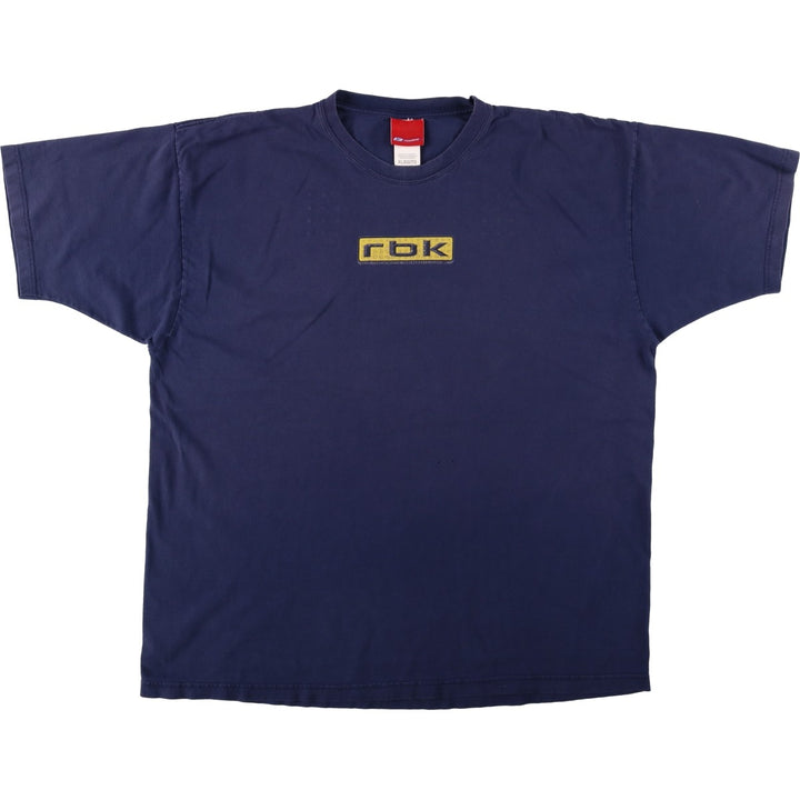 2000'S Reebok sports print T-shirt, men's size XL (approx.) cotton navy blue type Vintage Second Hand