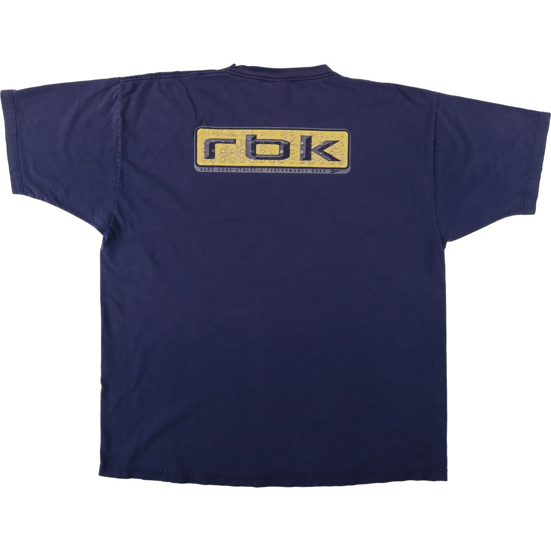 2000'S Reebok sports print T-shirt, men's size XL (approx.) cotton navy blue type Vintage Second Hand