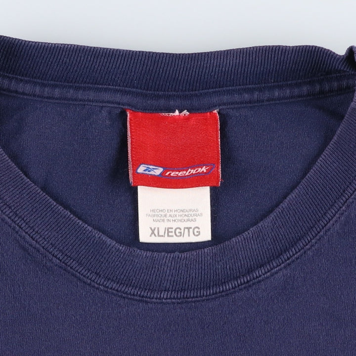 2000'S Reebok sports print T-shirt, men's size XL (approx.) cotton navy blue type Vintage Second Hand