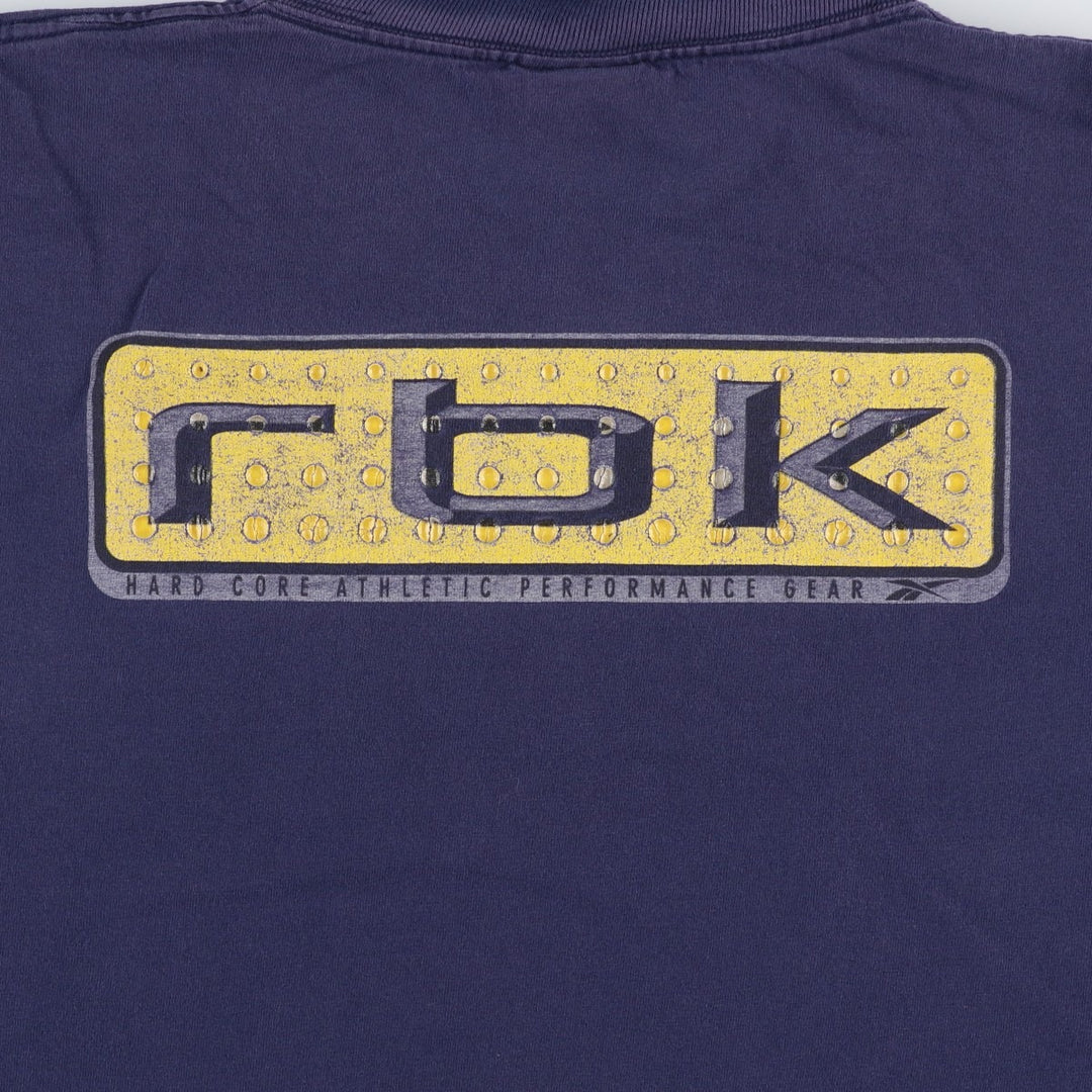 2000'S Reebok sports print T-shirt, men's size XL (approx.) cotton navy blue type Vintage Second Hand