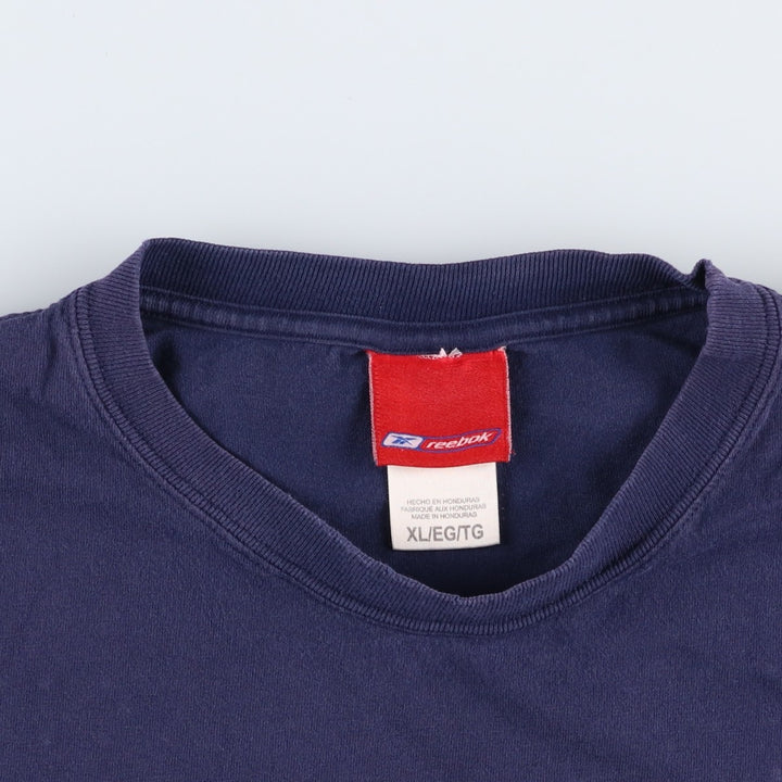 2000'S Reebok sports print T-shirt, men's size XL (approx.) cotton navy blue type Vintage Second Hand