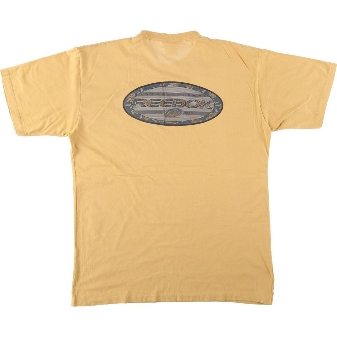 2000'S Reebok Logo Print T-Shirt, Men's Size XL cotton yellow type Vintage Second Hand