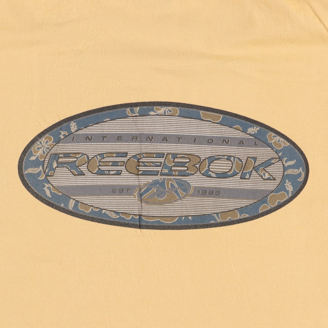 2000'S Reebok Logo Print T-Shirt, Men's Size XL cotton yellow type Vintage Second Hand