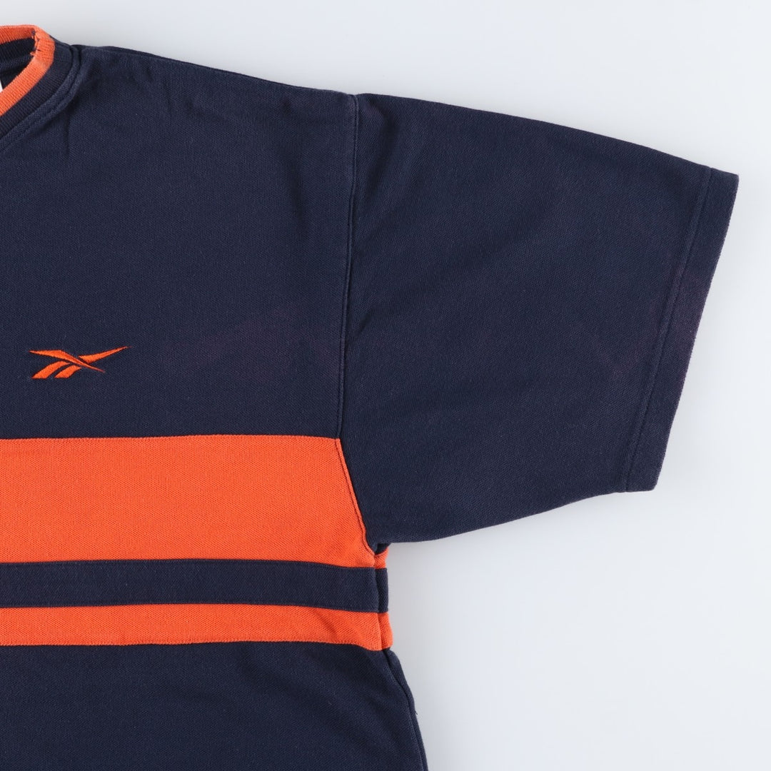 2000'S Reebok pique knit t-shirt with a single logo, men's size XL equivalent. unclear navy blue type Vintage Second Hand