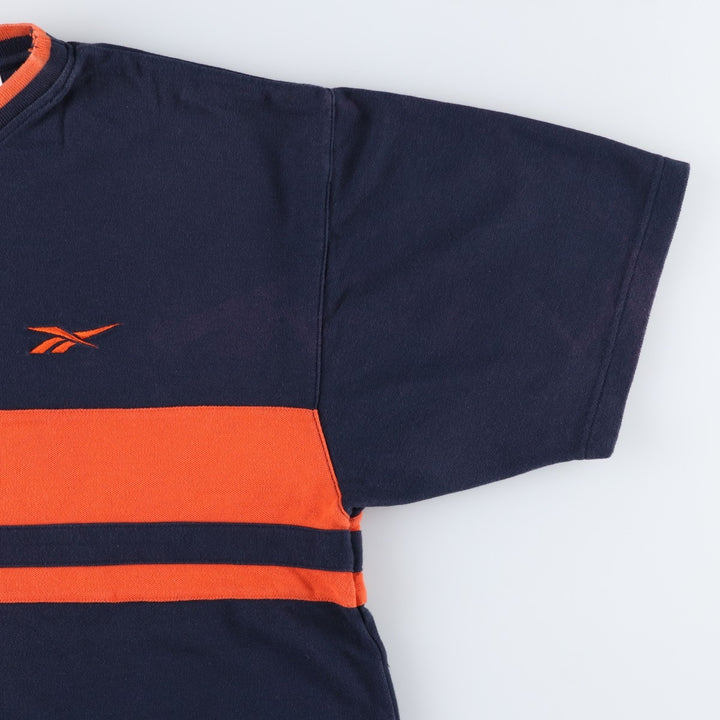 2000'S Reebok pique knit t-shirt with a single logo, men's size XL equivalent. unclear navy blue type Vintage Second Hand