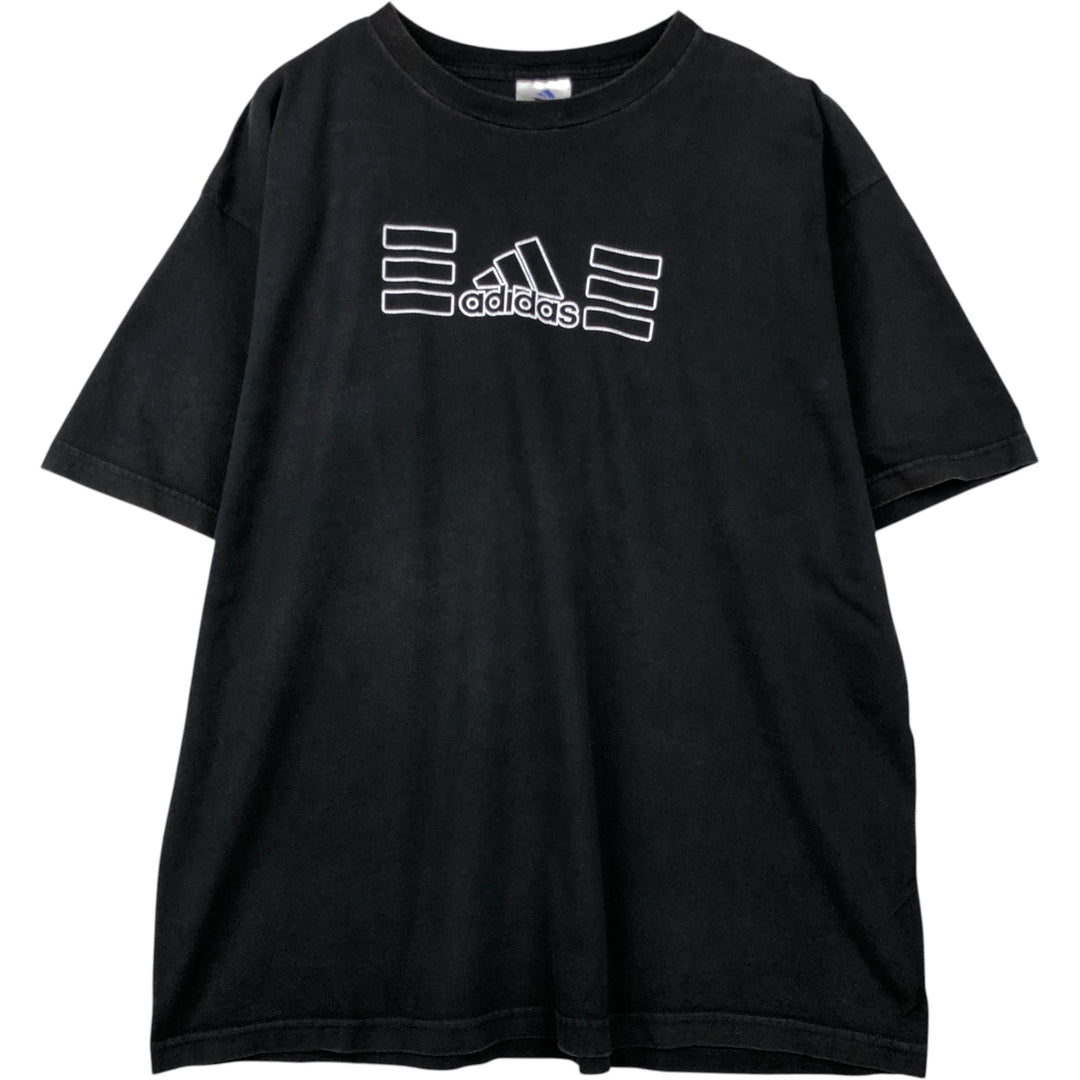 Adidas logo T-shirt, men's XL size cotton black type Vintage Second Hand