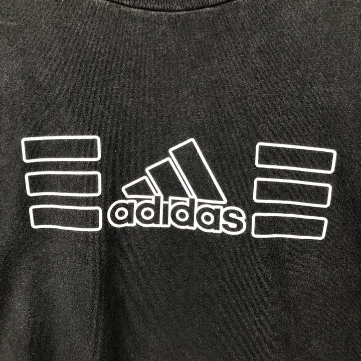 Adidas logo T-shirt, men's XL size cotton black type Vintage Second Hand
