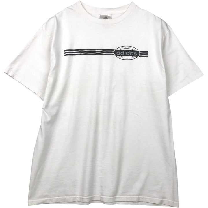 Adidas logo T-shirt, men's size M cotton white type Vintage Second Hand
