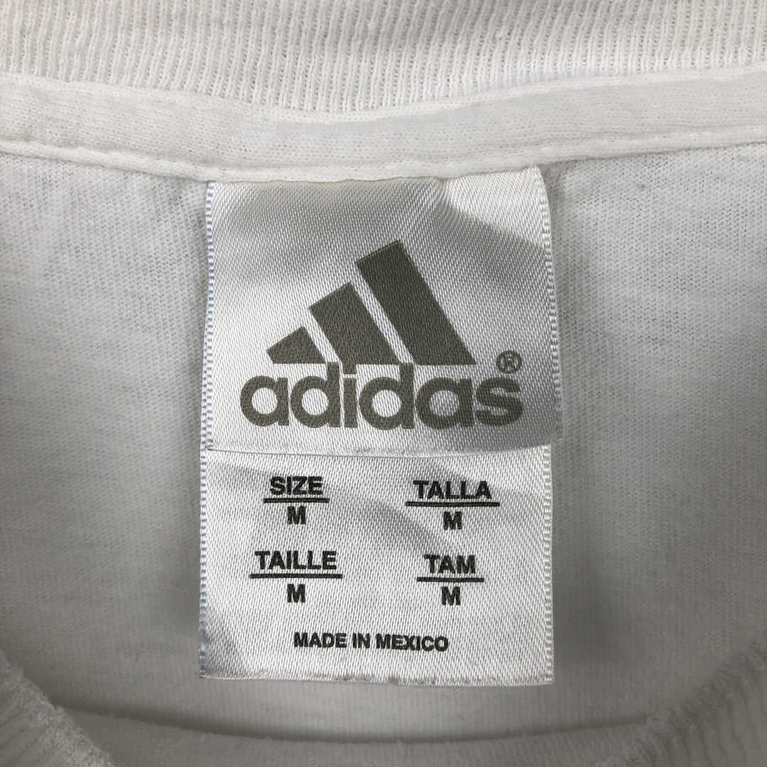 Adidas logo T-shirt, men's size M cotton white type Vintage Second Hand