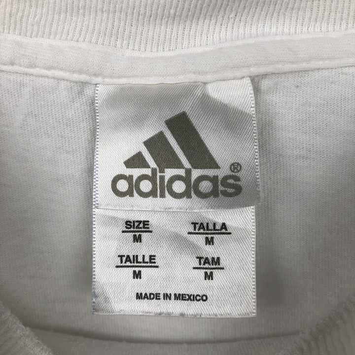 Adidas logo T-shirt, men's size M cotton white type Vintage Second Hand