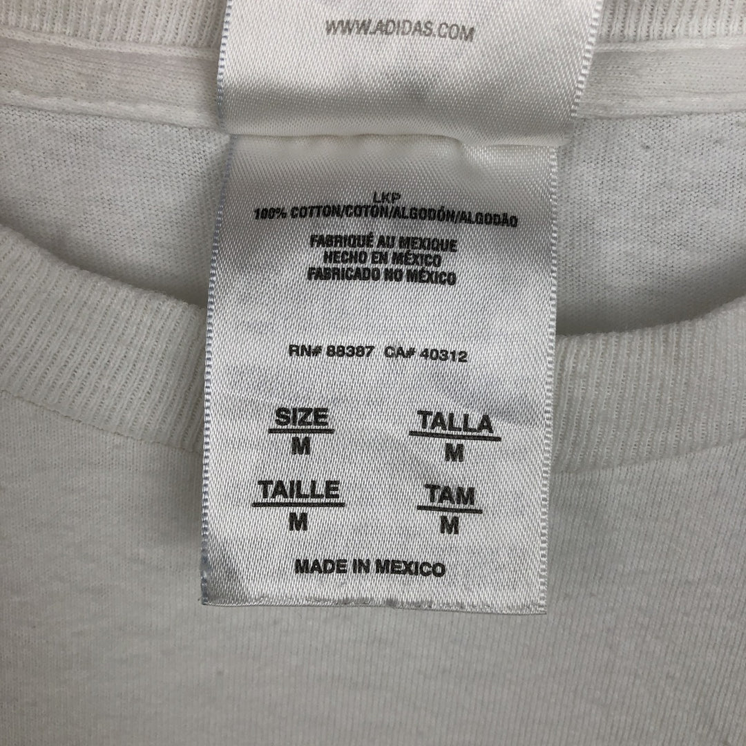 Adidas logo T-shirt, men's size M cotton white type Vintage Second Hand