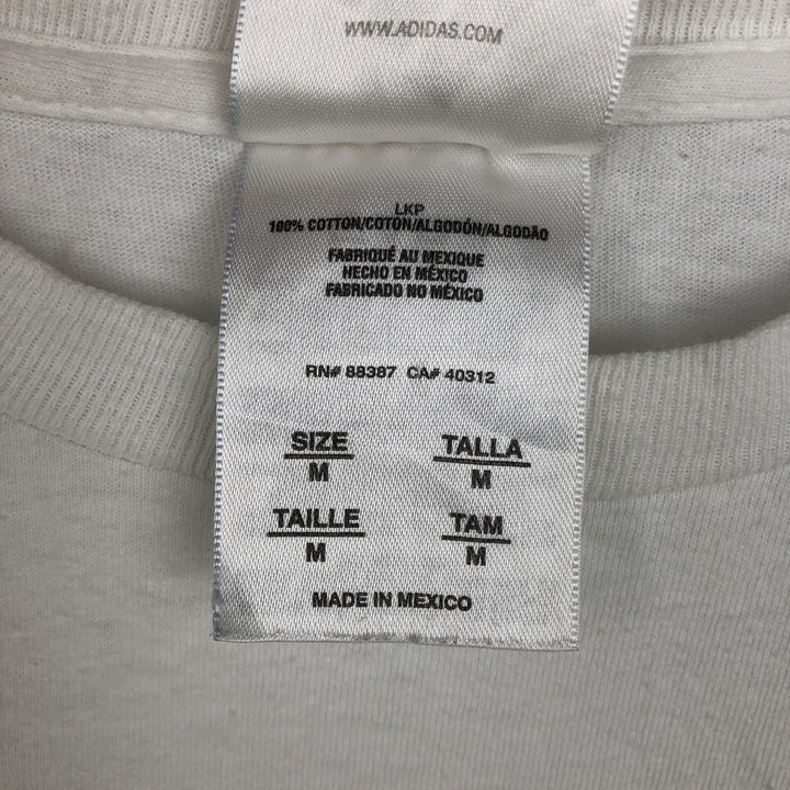Adidas logo T-shirt, men's size M cotton white type Vintage Second Hand