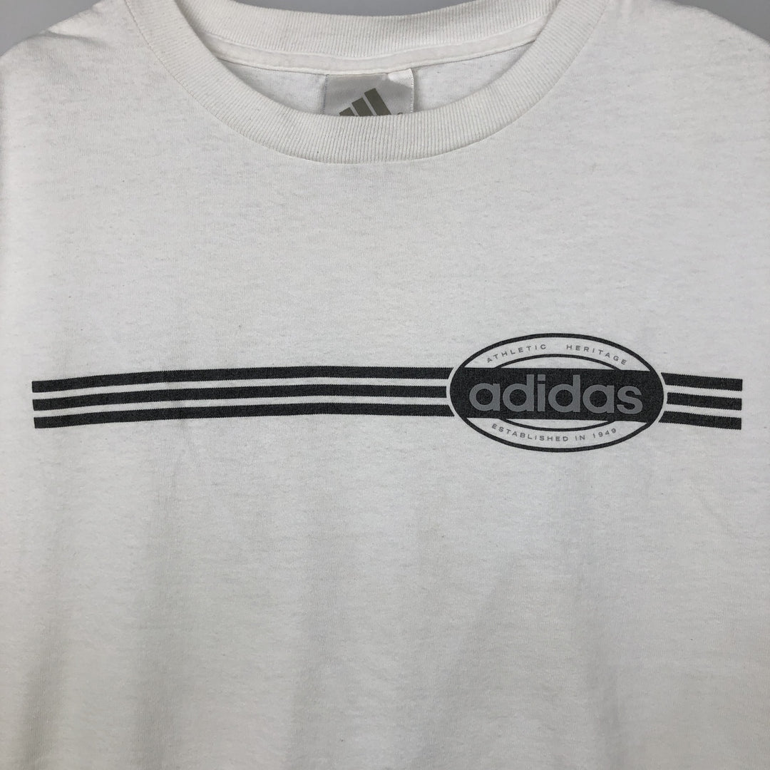 Adidas logo T-shirt, men's size M cotton white type Vintage Second Hand