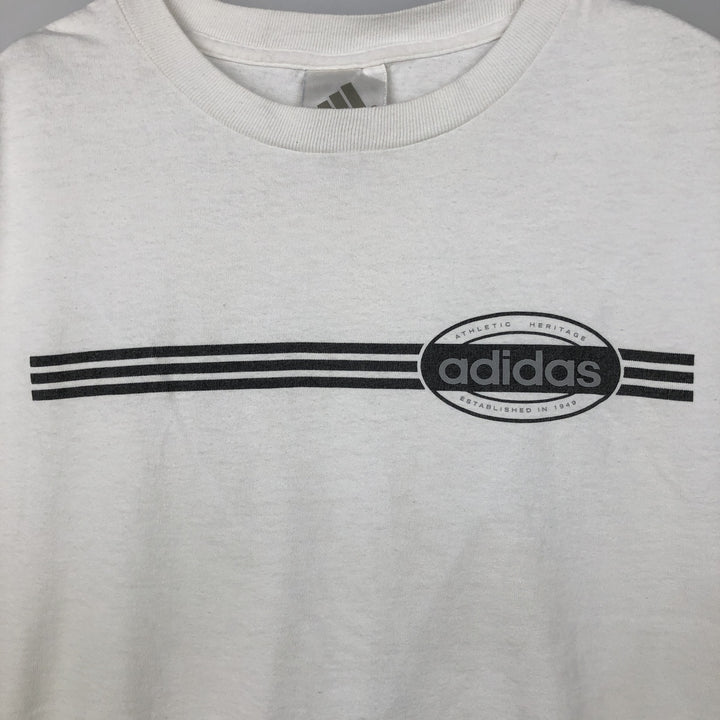 Adidas logo T-shirt, men's size M cotton white type Vintage Second Hand