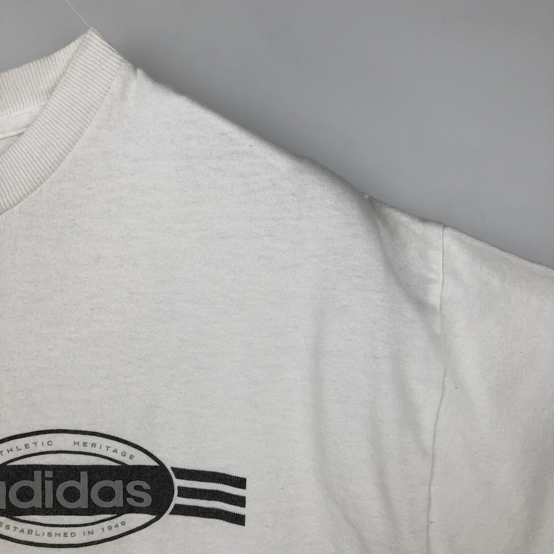 Adidas logo T-shirt, men's size M cotton white type Vintage Second Hand