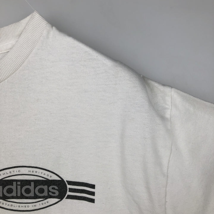 Adidas logo T-shirt, men's size M cotton white type Vintage Second Hand