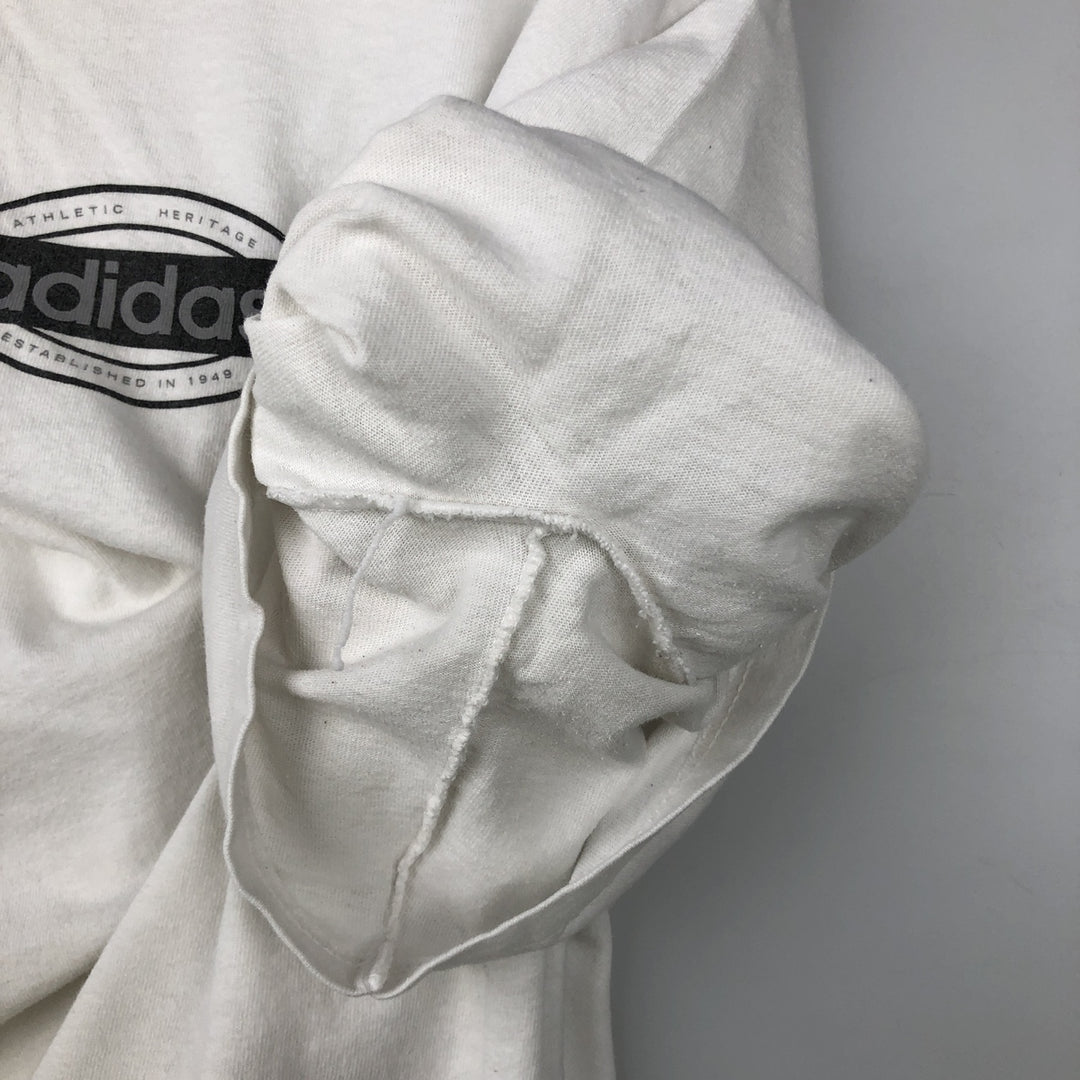 Adidas logo T-shirt, men's size M cotton white type Vintage Second Hand