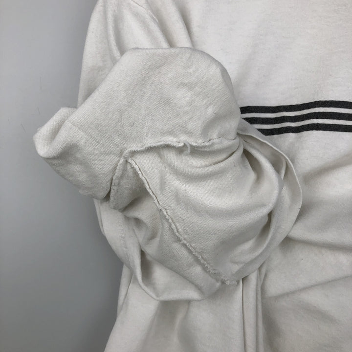 Adidas logo T-shirt, men's size M cotton white type Vintage Second Hand