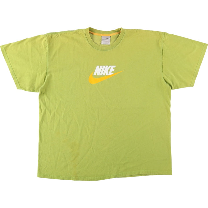 2000'S Nike Center Logo Print T-Shirt, Men's Size XL cotton green type yellow green Vintage Second Hand