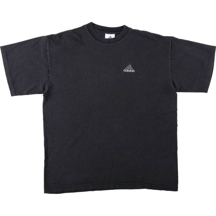 90s-00'S Adidas logo T-shirt, made in USA, men's size L equivalent. cotton black type Vintage Second Hand