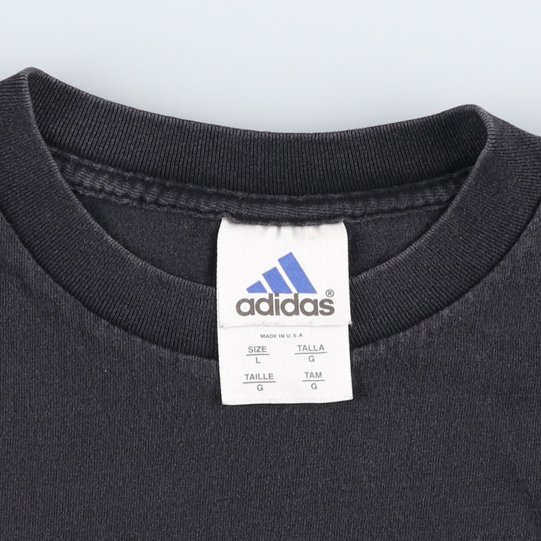 90s-00'S Adidas logo T-shirt, made in USA, men's size L equivalent. cotton black type Vintage Second Hand