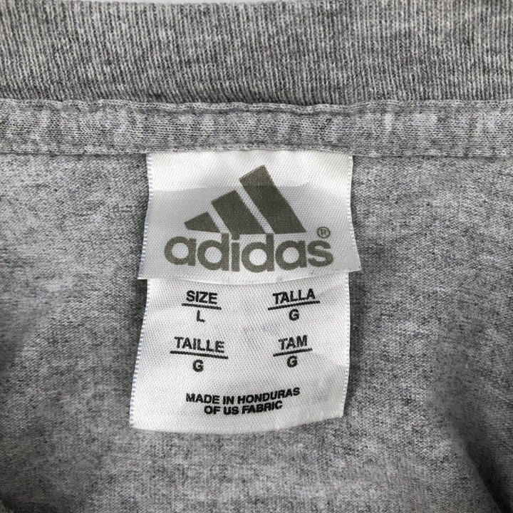 Adidas sports print T-shirt, men's size L cotton gray type Vintage Second Hand