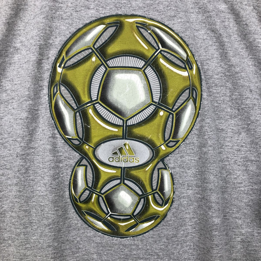 Adidas sports print T-shirt, men's size L cotton gray type Vintage Second Hand