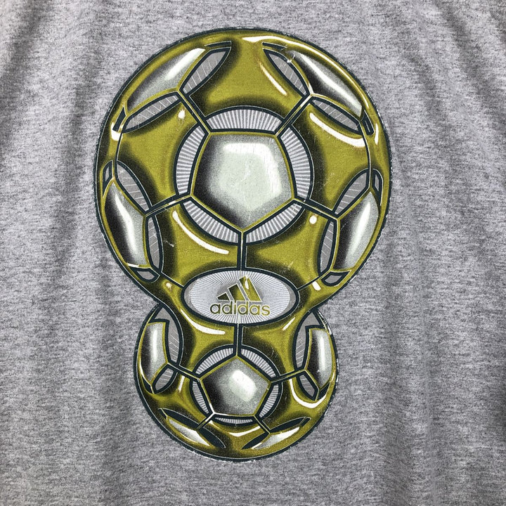 Adidas sports print T-shirt, men's size L cotton gray type Vintage Second Hand